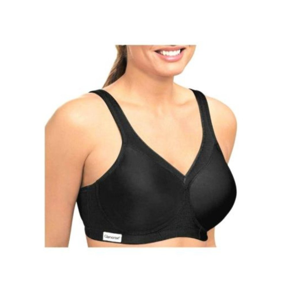 Glamorise Women's Sports Bra Full Figure Camisole Wirefree Black Size 42 DD New